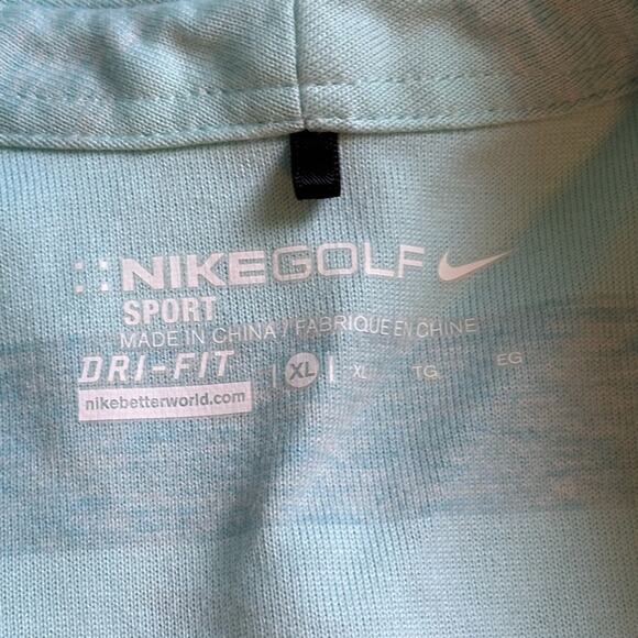 Nike Golf Sport Dri-FIT Aqua Blue Grey Stripe Sleeveless Polo Tank Wonens XL - Picture 2 of 8